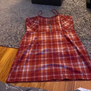 Women’s plaid zipper, spaghetti strap dress